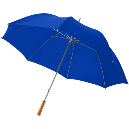 Set of 25 blue 30-inch golf umbrellas with wooden handles by Custom Wood Designs, perfect for golf courses and outdoor use.