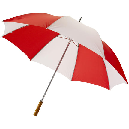 Set of 25 blue 30-inch golf umbrellas with wooden handles from Custom Wood Designs, ideal for golf courses and outdoor events.