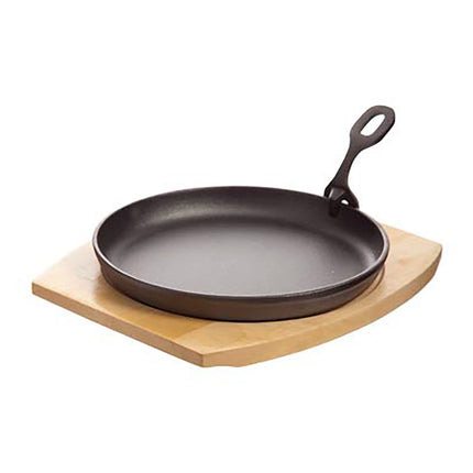 Cast iron pan with a wooden base, 220mm
