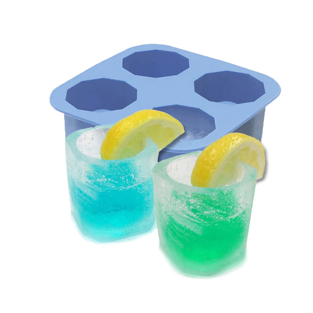 Bar Up Silicone Ice Shot Glass Maker - Four Cavities For Perfect Cocktails Easy Freezing
