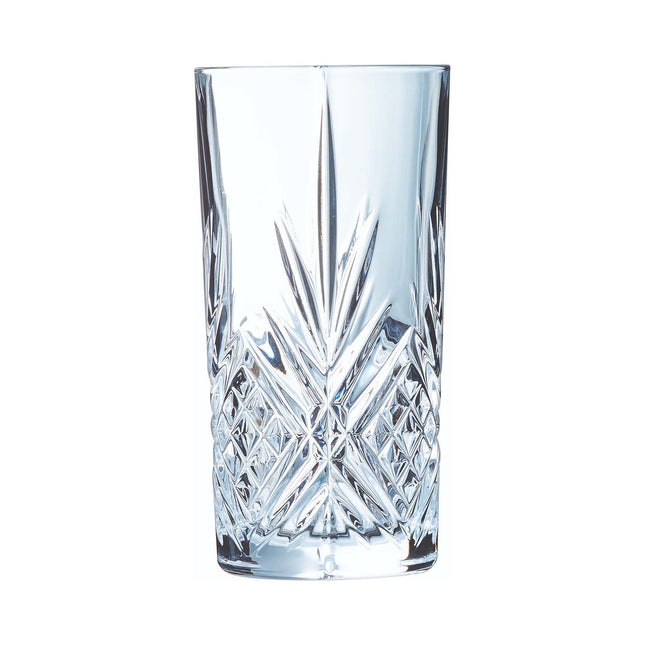 Broadway Highball Glass - Crystal Look Design With Durable Carvings Enhancing Cocktails 380ml