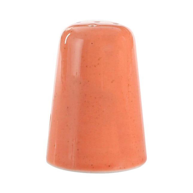 Amber Porland salt shaker with a clear glass body and amber cap, designed for easy seasoning and elegant table presentation.