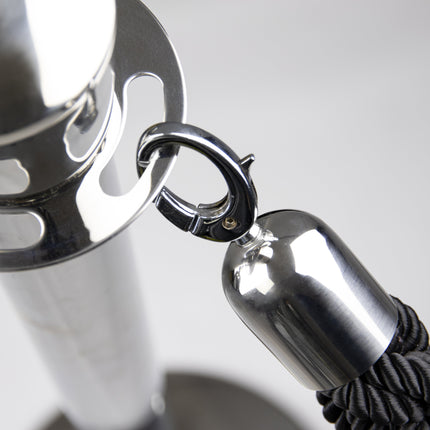 Four piece barrier poles with base with 5 ropes Custom Wood Designs white-four-piece-barrier-poles-with-base-with-5-ropes-53613671121239